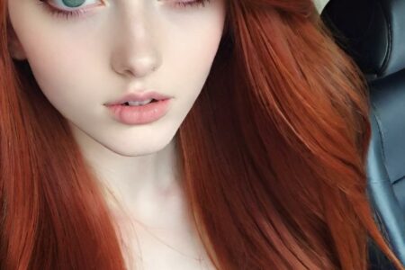 AI girl with red hair wallpaper