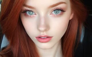 AI girl with red hair wallpaper