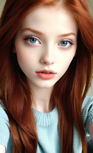 AI girl with red hair wallpaper