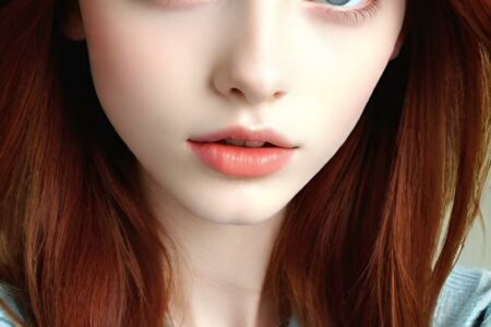 AI girl with red hair wallpaper