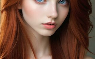 AI girl with red hair wallpaper