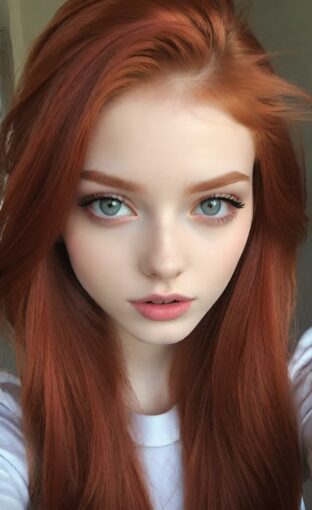 AI girl with red hair wallpaper