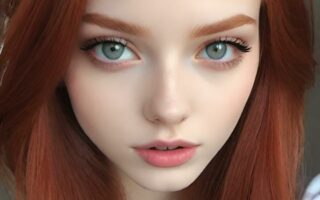 AI girl with red hair wallpaper