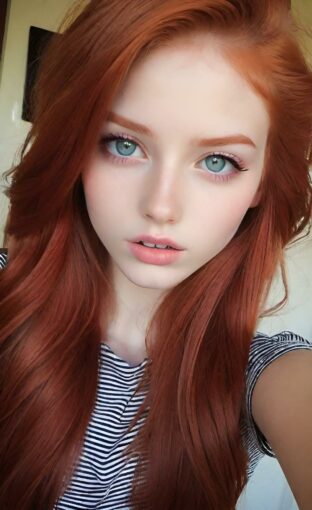AI girl with red hair wallpaper