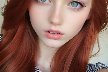AI girl with red hair wallpaper