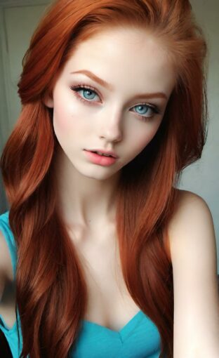AI girl with red hair wallpaper