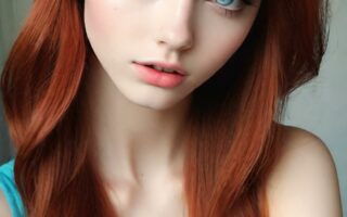 AI girl with red hair wallpaper