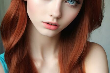 AI girl with red hair wallpaper