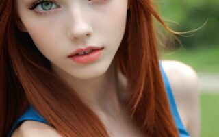 AI girl with red hair wallpaper