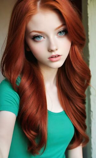 AI girl with red hair wallpaper