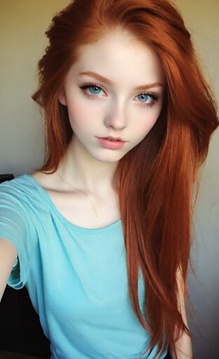 AI girl with red hair wallpaper