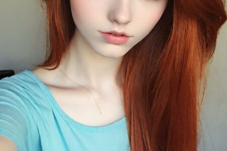 AI girl with red hair wallpaper