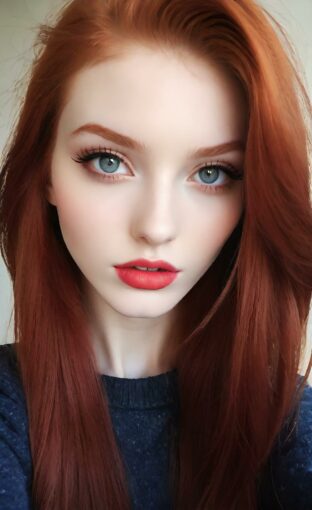AI girl with red hair wallpaper
