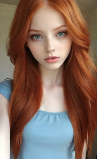 AI girl with red hair wallpaper