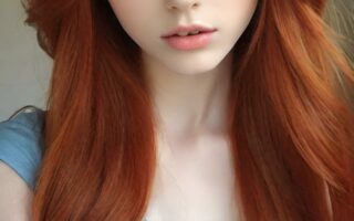 AI girl with red hair wallpaper