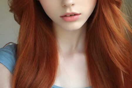 AI girl with red hair wallpaper