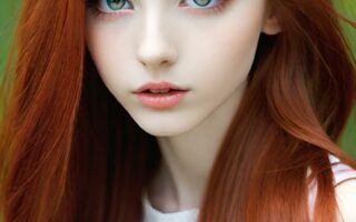 AI girl with red hair wallpaper