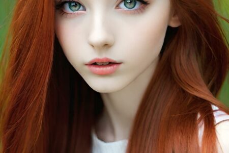 AI girl with red hair wallpaper