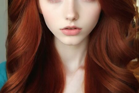 AI girl with red hair wallpaper