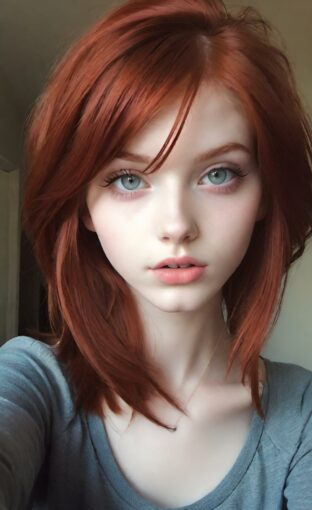 AI girl with red hair wallpaper