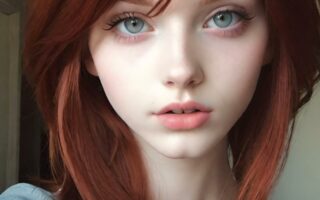 AI girl with red hair wallpaper