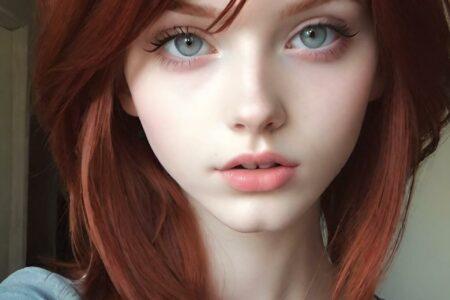 AI girl with red hair wallpaper