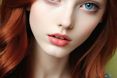 AI girl with red hair wallpaper