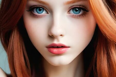 AI girl with red hair wallpaper
