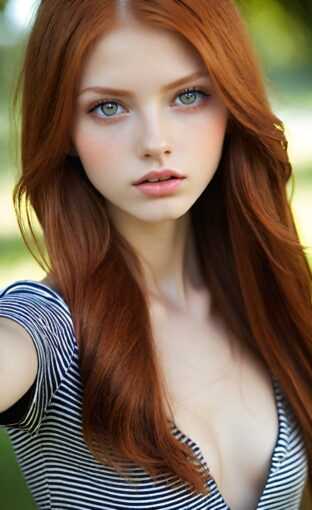 AI girl with red hair wallpaper