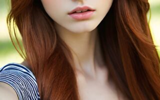 AI girl with red hair wallpaper