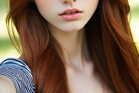 AI girl with red hair wallpaper