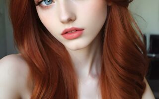AI girl with red hair wallpaper