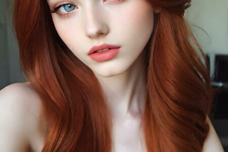 AI girl with red hair wallpaper