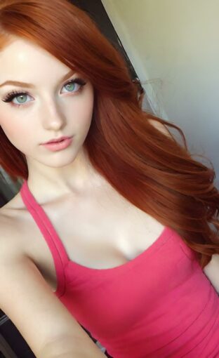 AI girl with red hair wallpaper