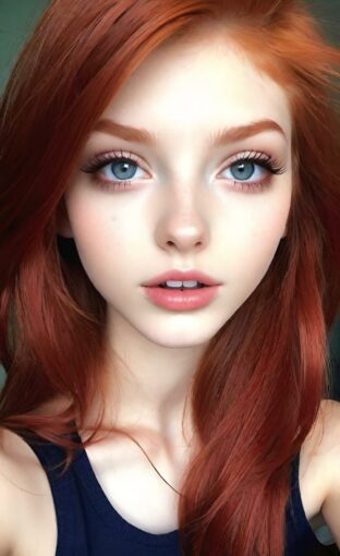 AI girl with red hair wallpaper