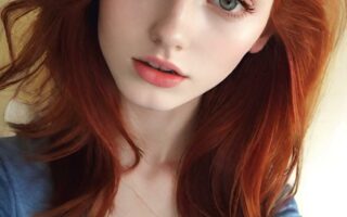 AI girl with red hair wallpaper