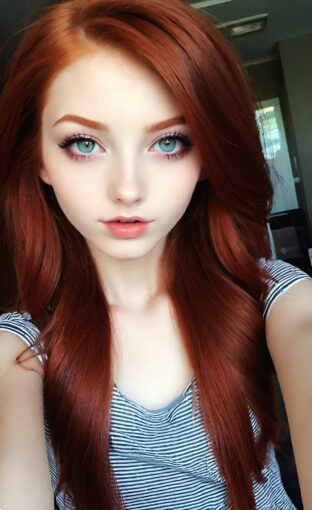 AI girl with red hair wallpaper