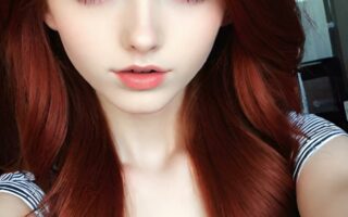 AI girl with red hair wallpaper