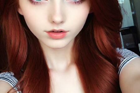 AI girl with red hair wallpaper