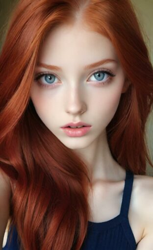 AI girl with red hair wallpaper