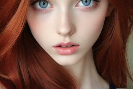 AI girl with red hair wallpaper