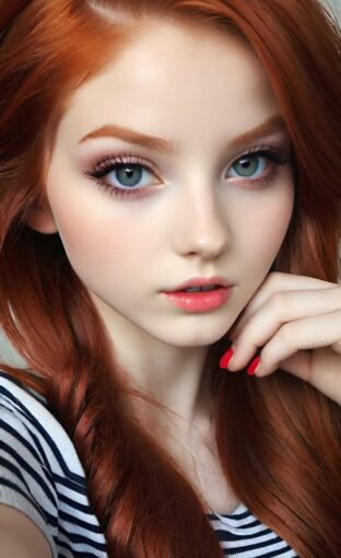 AI girl with red hair wallpaper