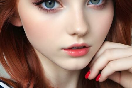 AI girl with red hair wallpaper
