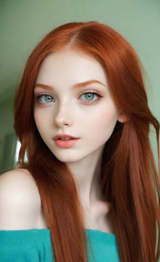 AI girl with red hair wallpaper
