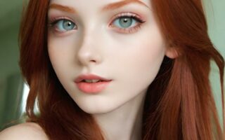 AI girl with red hair wallpaper