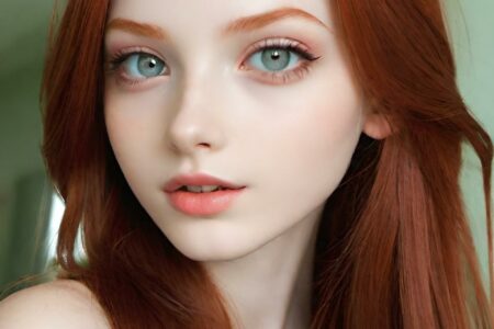 AI girl with red hair wallpaper