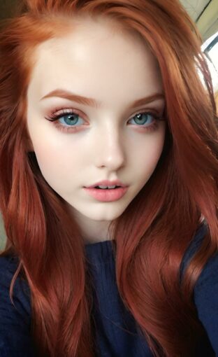 AI girl with red hair wallpaper