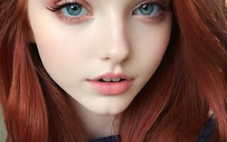 AI girl with red hair wallpaper