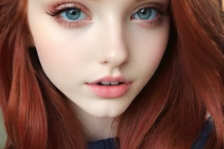 AI girl with red hair wallpaper