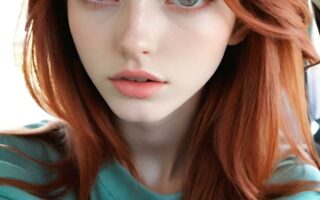 AI girl with red hair wallpaper